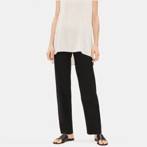 EILEEN FISHER Women's EUC System Stretch Crepe Straight Pull-On Pant Black | L